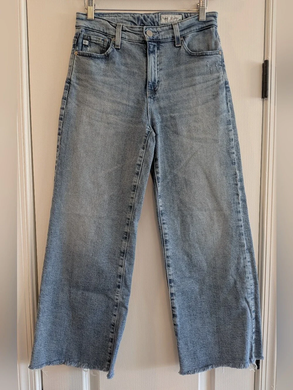 AG Saige Wide Leg Crop High Rise Jeans Eclipsed Blue Light Wash Denim Size 25